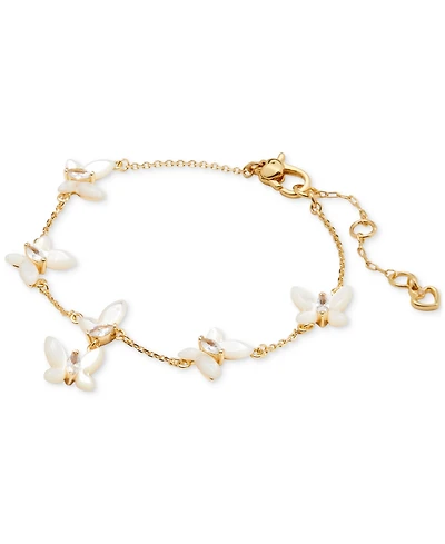 Kate Spade New York Gold-Tone Cubic Zirconia & Mother-of-Pearl Butterfly Link Bracelet