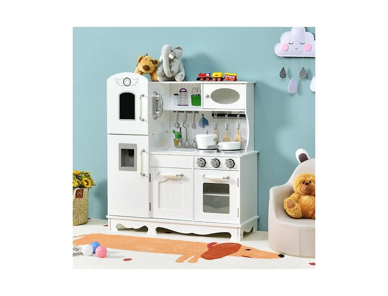 Slickblue Vintage like Play Kitchen Pretend Kids Cooking Playset Toys with Water Dispense