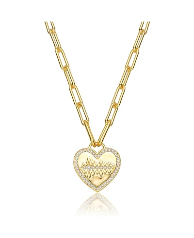 GiGiGirl Chic Teens/Young Adults 14K Gold Plated Cubic Zirconia Heart Charm Necklace
