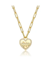 GiGiGirl Chic Teens/Young Adults 14K Gold Plated Cubic Zirconia Heart Charm Necklace