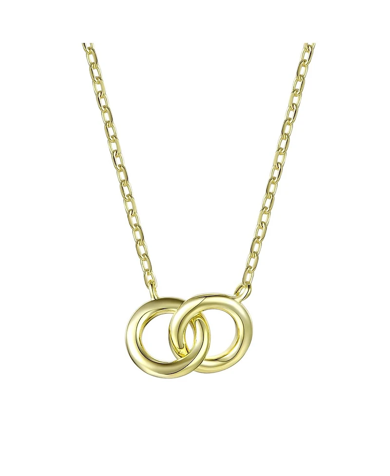 GiGiGirl Teens/Young Adults 14K Gold Plated Cubic Zirconia Two overlapping Rings Necklace
