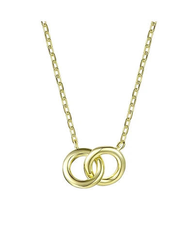GiGiGirl Teens/Young Adults 14K Gold Plated Cubic Zirconia Two overlapping Rings Necklace