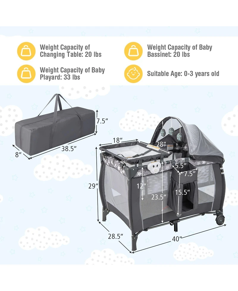 Slickblue Portable Baby Nursery Center 4-in-1 Travel Crib