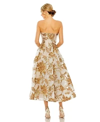 Mac Duggal Women's Strapless Brocade Midi Dress With Pockets