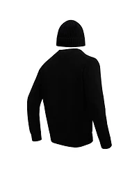 Men's Pro Standard Black Minnesota Vikings Crewneck Pullover Sweater and Cuffed Knit Hat Box Gift Set