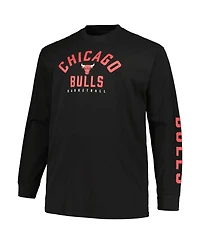 Men's Fanatics Red, Black Chicago Bulls Big and Tall Short Sleeve and Long Sleeve T-shirt Set