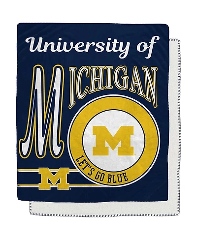Michigan Wolverines 50" x 60" Retro Emblem Flannel Fleece Sherpa Blanket