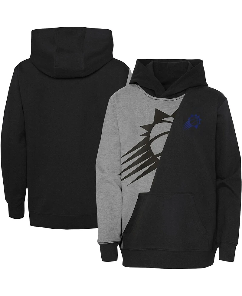 Preschool Boys and Girls Heather Gray, Black Phoenix Suns Unrivaled Split Pullover Hoodie