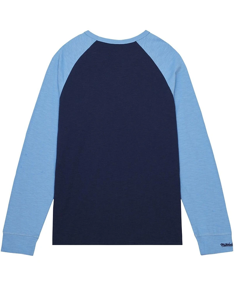 Men's Mitchell & Ness Navy North Carolina Tar Heels Legendary Slub Raglan Long Sleeve T-shirt