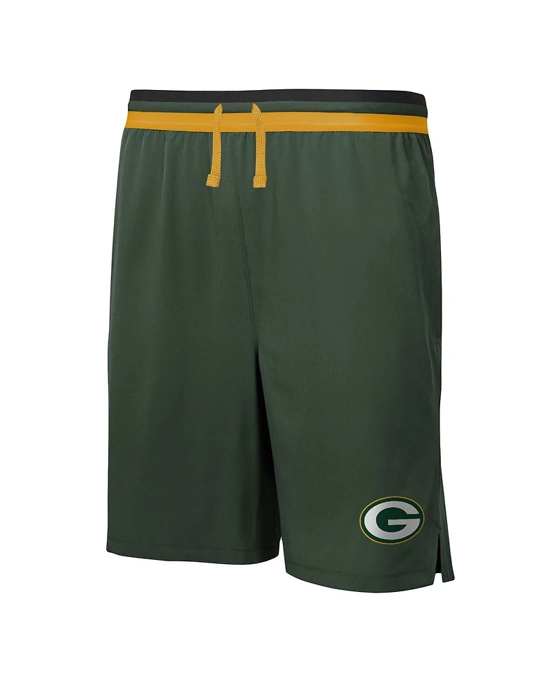 Men's Green Green Bay Packers Cool Down Tri-Color Elastic Training Shorts