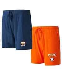 Men's Concepts Sport Navy, Orange Houston Astros Two-Pack Meter Sleep Shorts