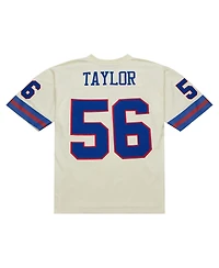 Men's Mitchell & Ness Lawrence Taylor Cream New York Giants Chainstitch Legacy Jersey