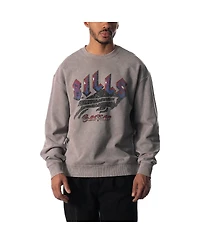 Men's and Women's The Wild Collective Gray Buffalo Bills Distressed Pullover Sweatshirt