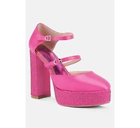 Rhinestones Embellished Platform Mary Jane Sandals Women