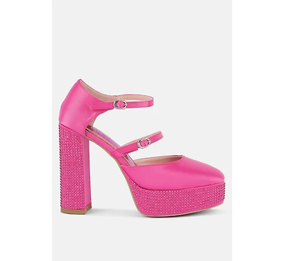 Rhinestones Embellished Platform Mary Jane Sandals Women