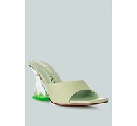 Womens Sweet16 Clear Spool Heel Sandals