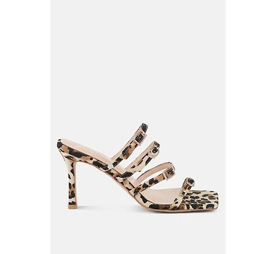 Womens Times Up Diamante Buckle Mid Heel Sandals