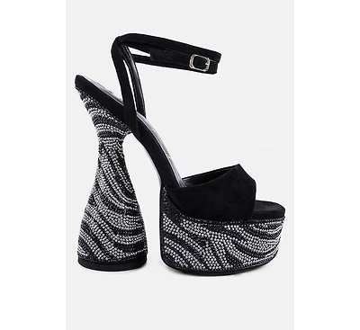 Backstage Rhinestone Embellished Ultra High Platform Sandals