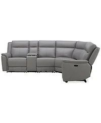 Addyson 117" 6-Pc. Leather Sectional with 2 Zero Gravity Recliners Power Headrests and 1 Console, Created for Macy's