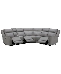 Addyson 117" 6-Pc. Leather Sectional with 3 Zero Gravity Recliners Power Headrests & 1 Console, Created for Macy's