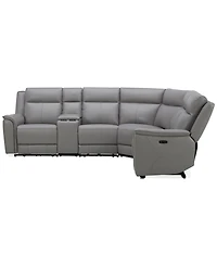 Addyson 117" 6-Pc. Leather Sectional with 3 Zero Gravity Recliners Power Headrests & 1 Console, Created for Macy's