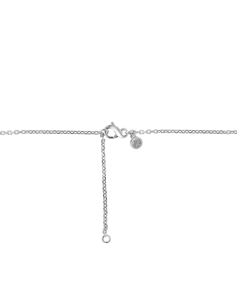 Effy Diamond Round & Baguette Double Heart Pendant Necklace (1/4 ct. t.w.) in 14k White Gold, 17-1/2" + 1/2" extender