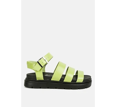 Womens Belcher Faux Leather Gladiator Sandals