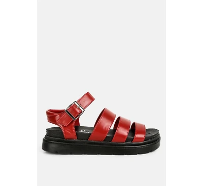 Womens Belcher Faux Leather Gladiator Sandals