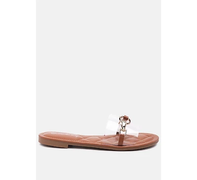 Women's Scoth Clear Buckled Quilted Slides