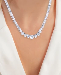 Cubic Zirconia Graduated 18" Tennis Necklace in Sterling Silver