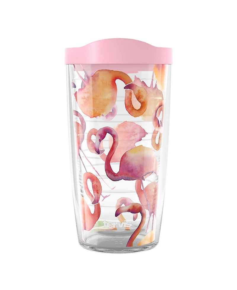 Tervis Flamingo Splash Made in Usa Double Walled Insulated Tumbler Travel Cup Keeps Drinks Cold & Hot, 16oz, Classic