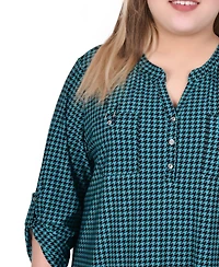 Ny Collection Plus Roll-Tab Sleeve Top