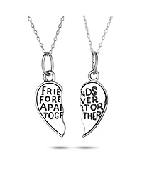 Bling Jewelry 2 Pcs Bff Split Heart Puzzle Pendant Necklace in Sterling Silver