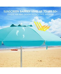 6.5 Feet Beach Umbrella with Sun Shade and Carry Bag without Weight Base