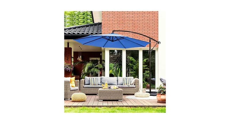 10 Feet Patio Offset Hanging Umbrella with Easy Tilt Adjustment