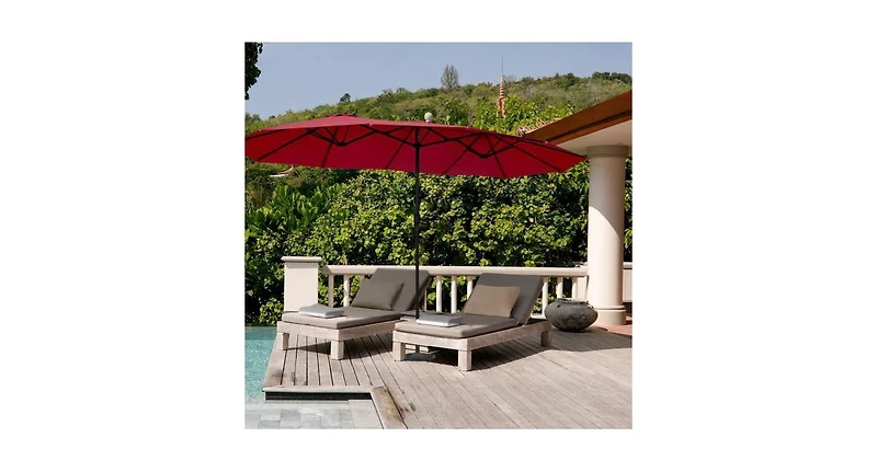 Outdoor Double-Sided Patio Umbrella with Crank – Sunshade for Garden and