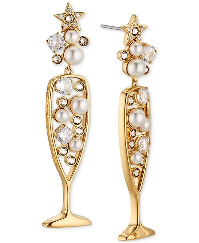 Ajoa by Nadri Crystal & Imitation Pearl Champagne Drop Earrings