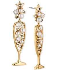 Ajoa by Nadri Crystal & Imitation Pearl Champagne Drop Earrings