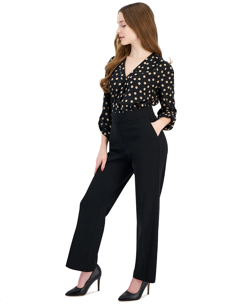 Ak Anne Klein Petite Pull-On Straight-Leg Pants
