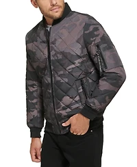 Calvin Klein Men's Quilted Baseball Jacket with Rib-Knit Trim