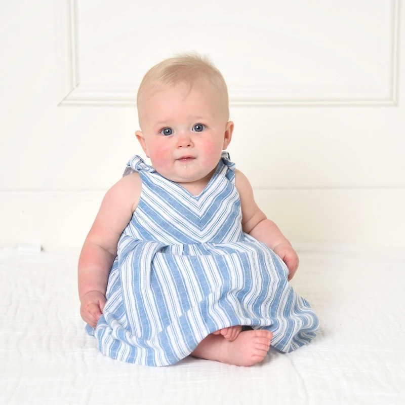 Hope & Henry Girls' Sleeveless Bow Shoulder Swing Dress