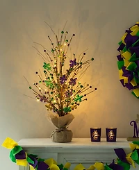 Glitzhome 21" H Lighted Mardi Gras Fleur-De-Lis Berry Table Tree