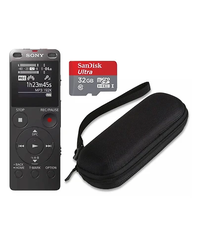 Sony ICDUX570BLK Digital Voice Recorder with Built-in Usb (Black) and Case Bundle