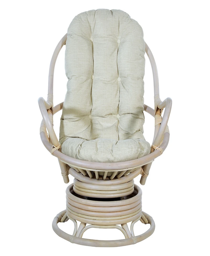Office Star 39" Fabric, Rattan Lanai Swivel Rocker Chair