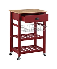 Office Star 33.75" Wood Hampton Kitchen Cart