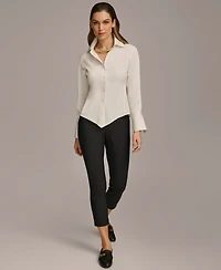 Donna Karan New York Women's Button Front Point Hem Top, Regular & Petite Sizes