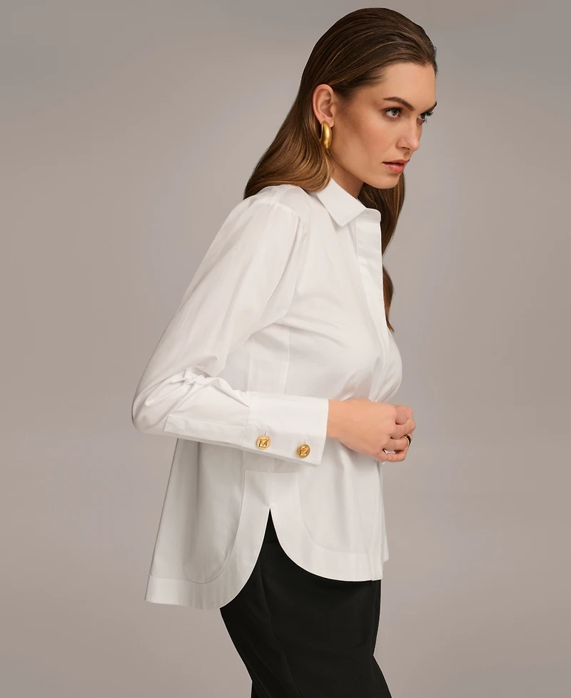 Donna Karan New York Women's Button Front Collared Shirt