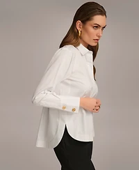 Donna Karan New York Women's Button Front Collared Shirt