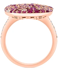 Effy Multi-Gemstone (2-3/4 ct. t.w.) & Diamond (1/10 ct. t.w.) Cluster Ring in Rose Gold-Plated Silver
