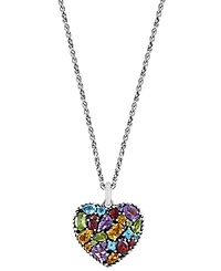 Effy Multi-Gemstone Mixed Cut Heart 18" Pendant Necklace (6-5/8 ct. t.w.) in Sterling Silver